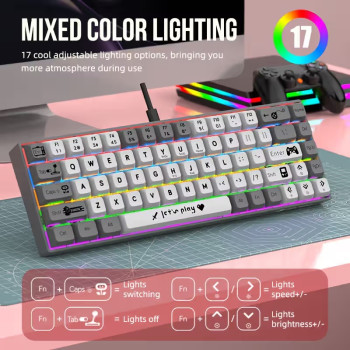 BAJEAL BJ68 68 Keys RGB Colors Keycaps Gaming Wired Mechanical Keyboard
