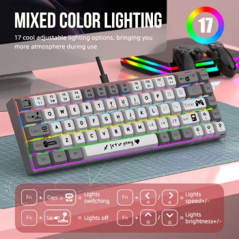 BAJEAL BJ68 68 Keys RGB Colors Keycaps Gaming Wired Mechanical Keyboard